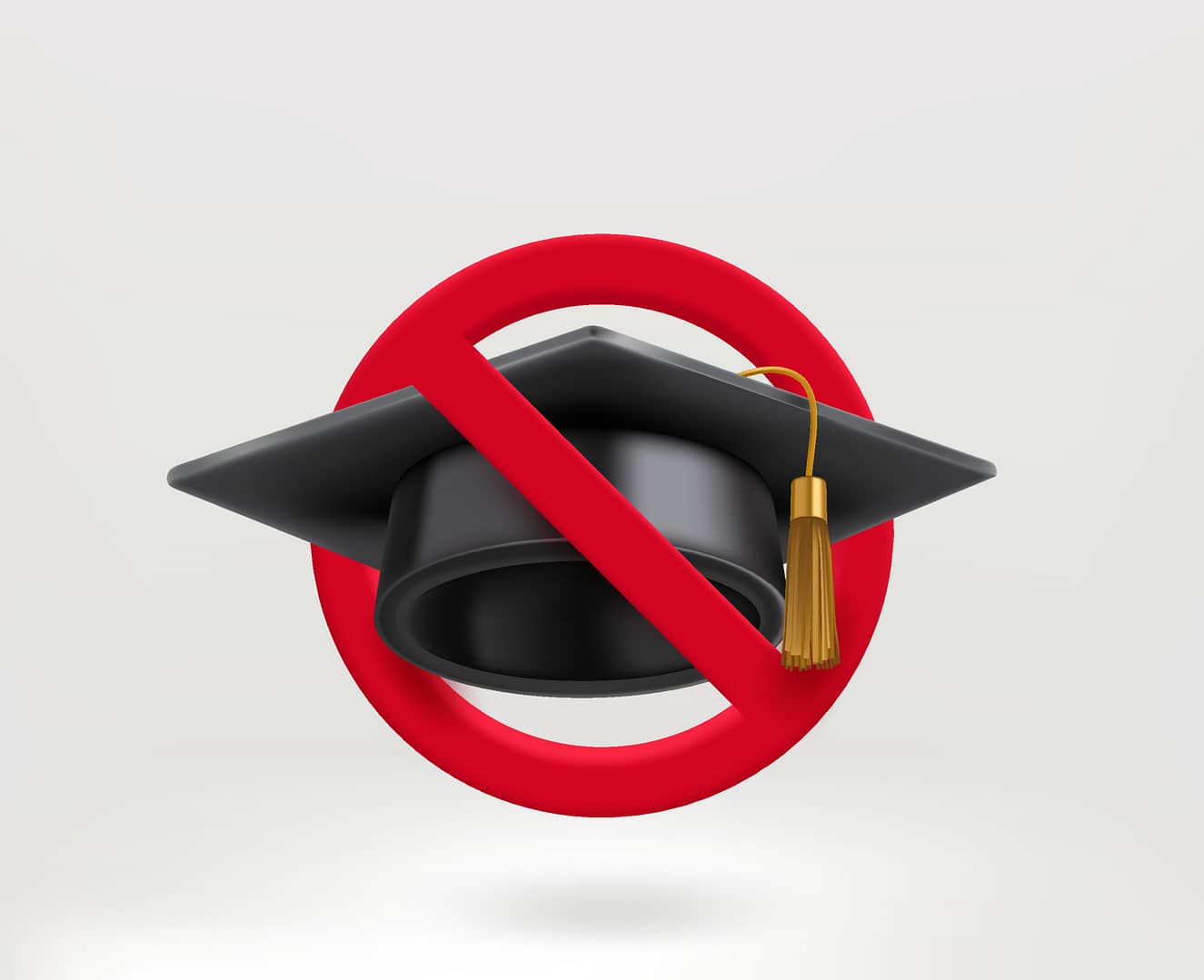 no-graduation-and-education-concept-with-graduation-cap-3d-illustration-vector