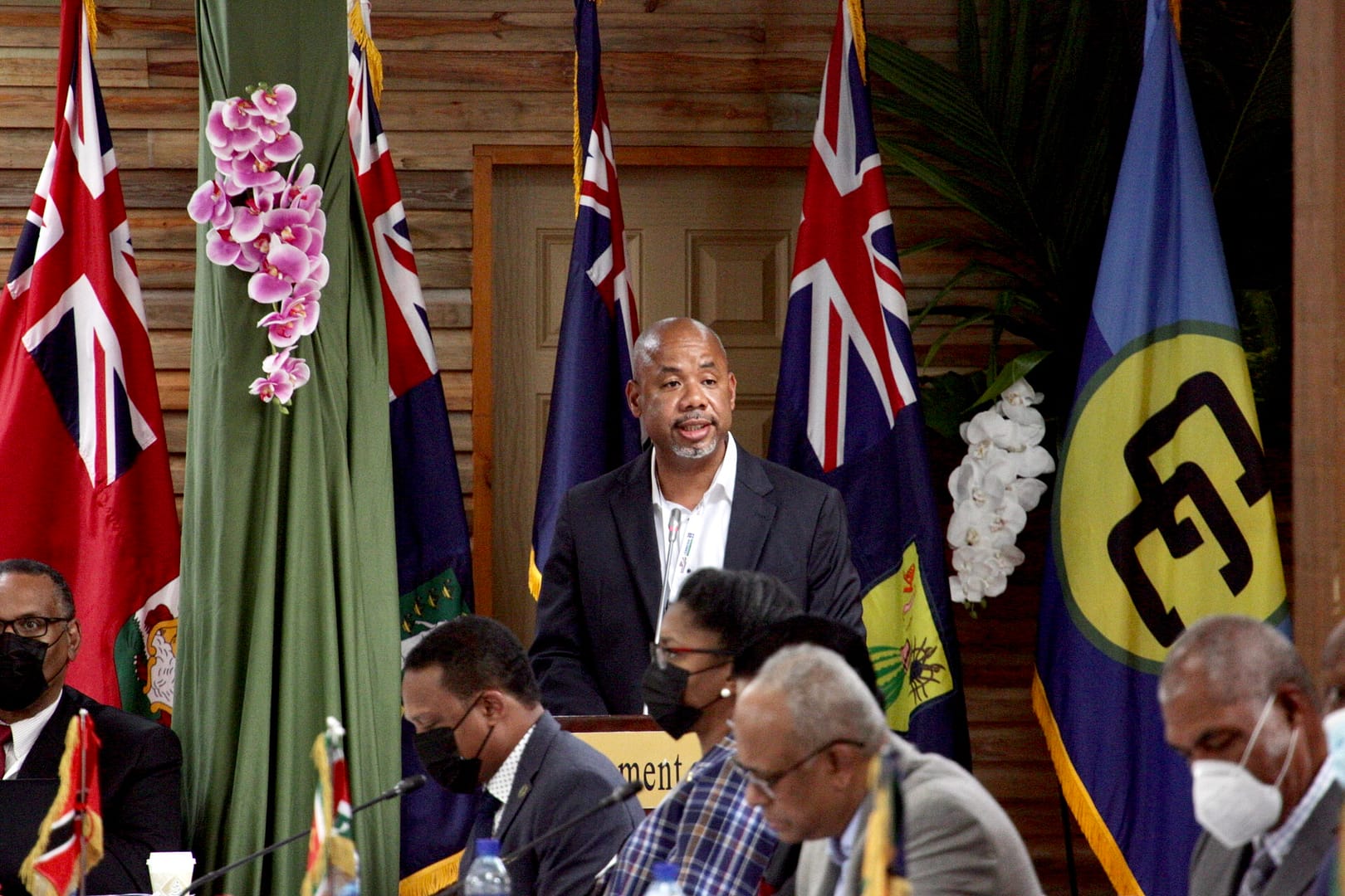 photo of Dr Colin Young at CARICOM Heads of Government San Pedro Belize
