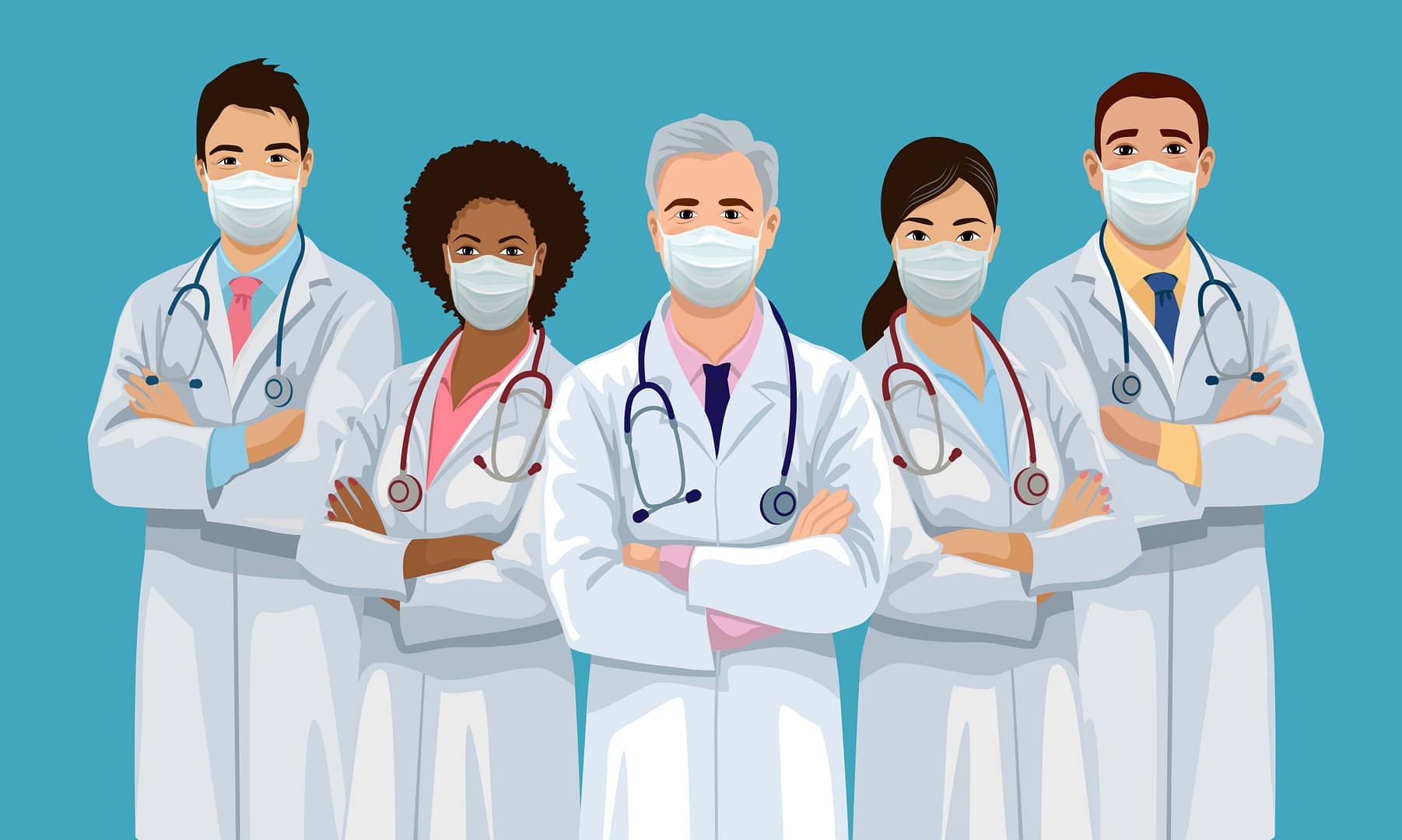 Medical team wearing face masks