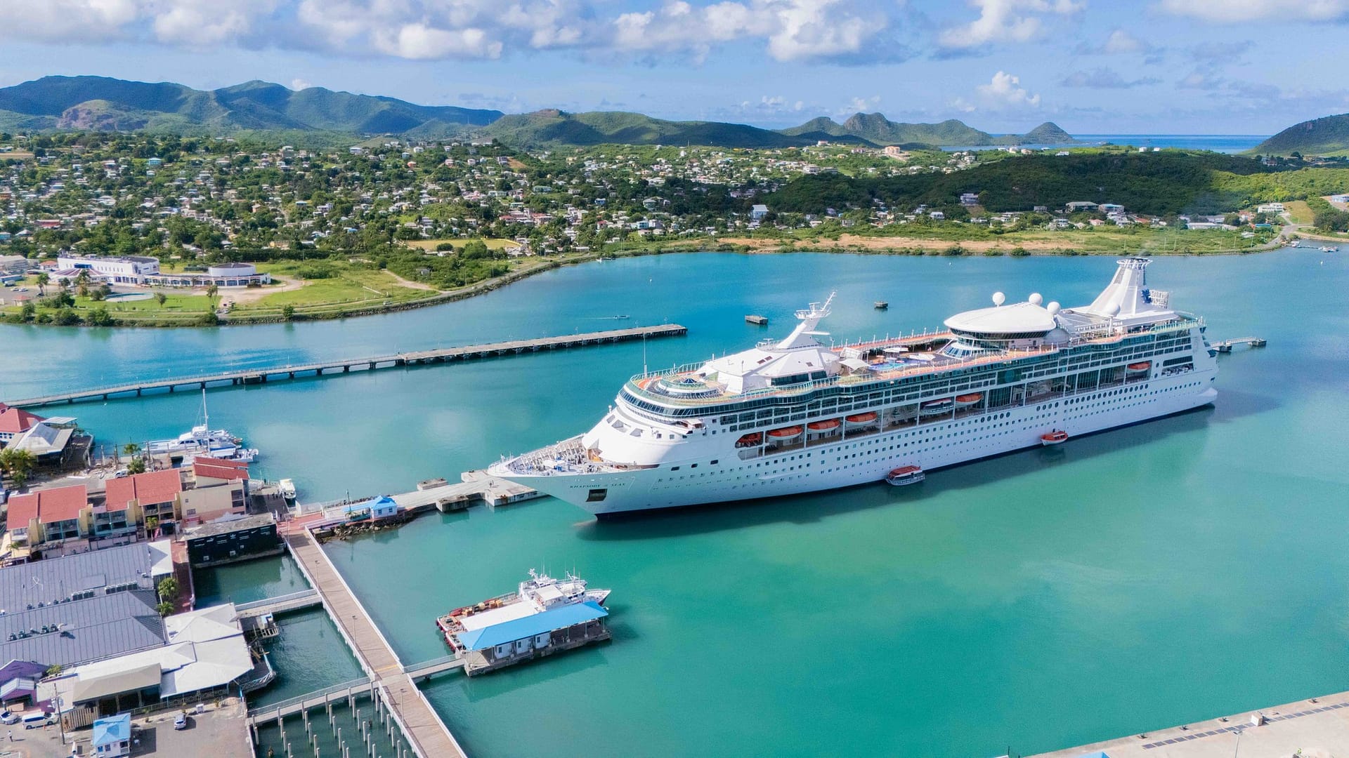 Rhapsody of the Seas anchored at Heritage Quay