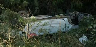 Driver Hospitalized After Pickup Overturns on Pares Main Road