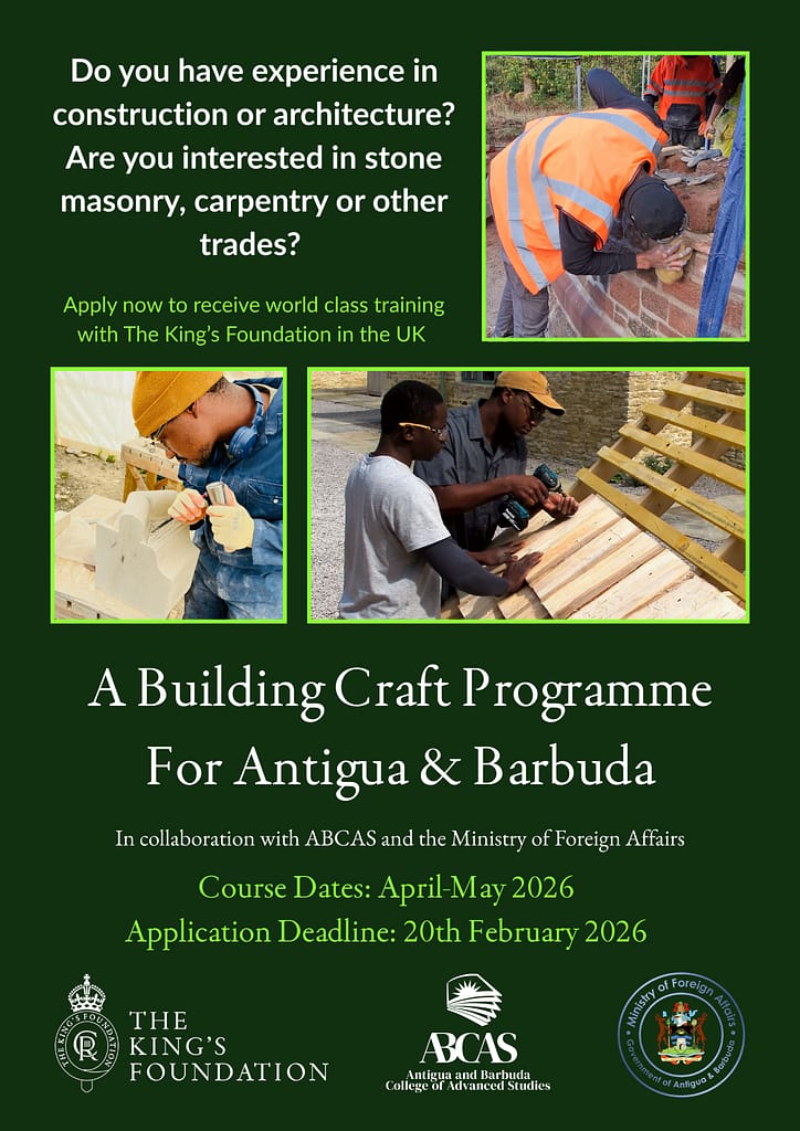 New Building Craft Programme for Antigua and Barbuda with The King’s Foundation, UK