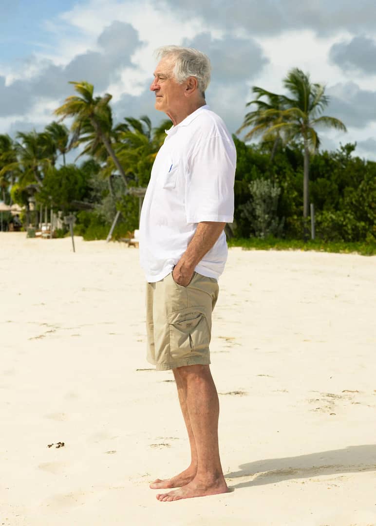 Robert De Niro on Princess Diana Beach on the island of Barbuda, where he is building his latest hotel, the Nobu Beach Inn.