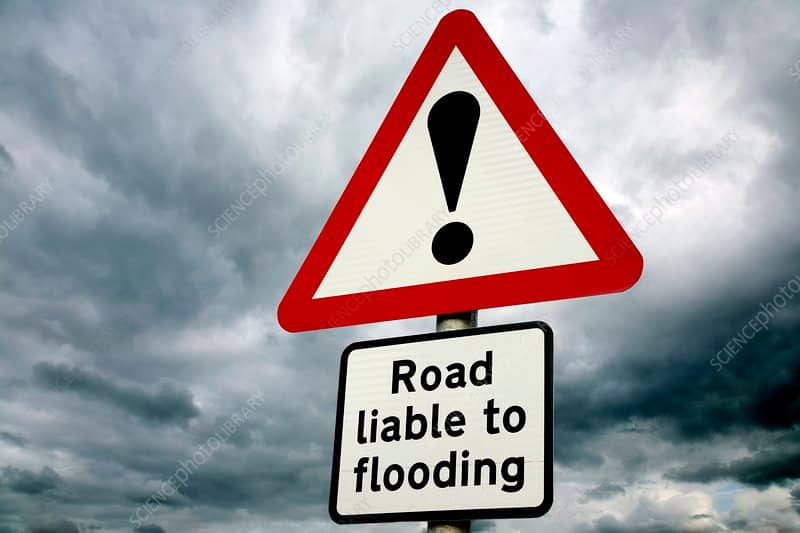 Flood road sign