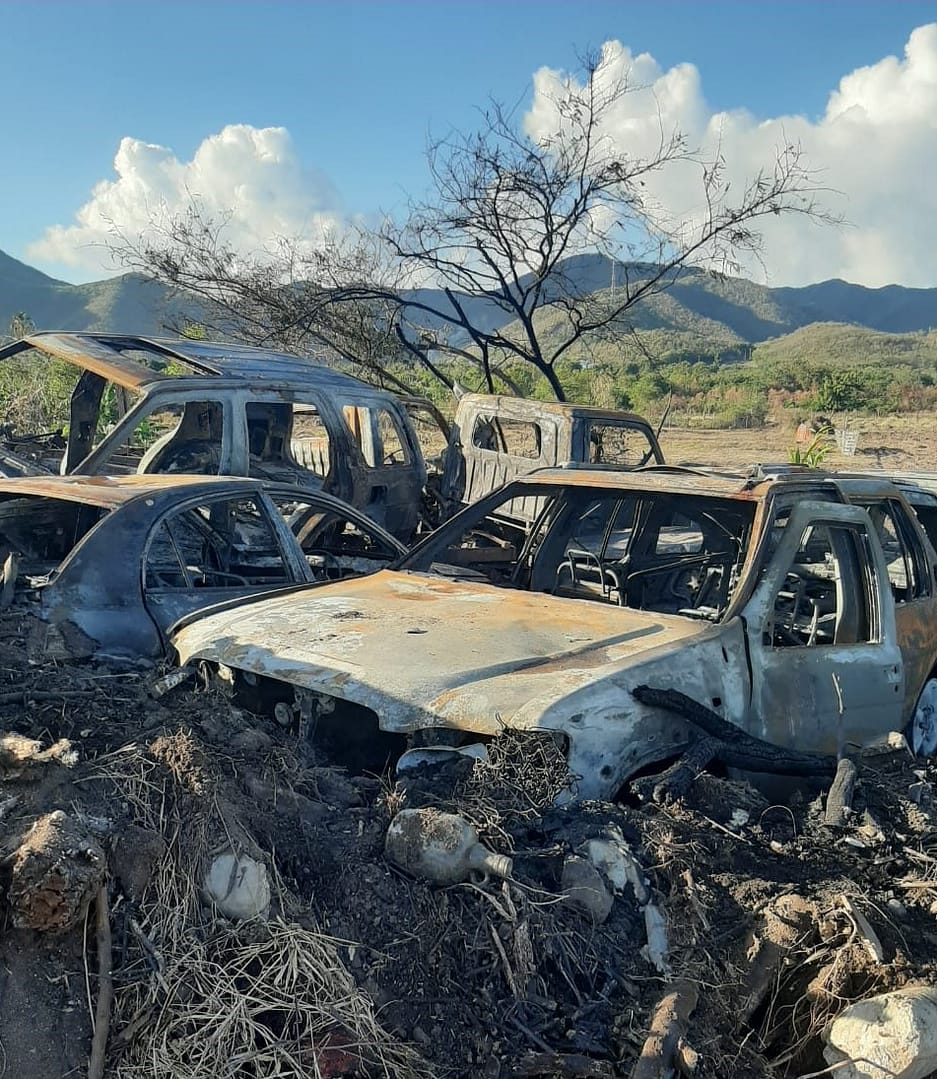 burnt vehicles