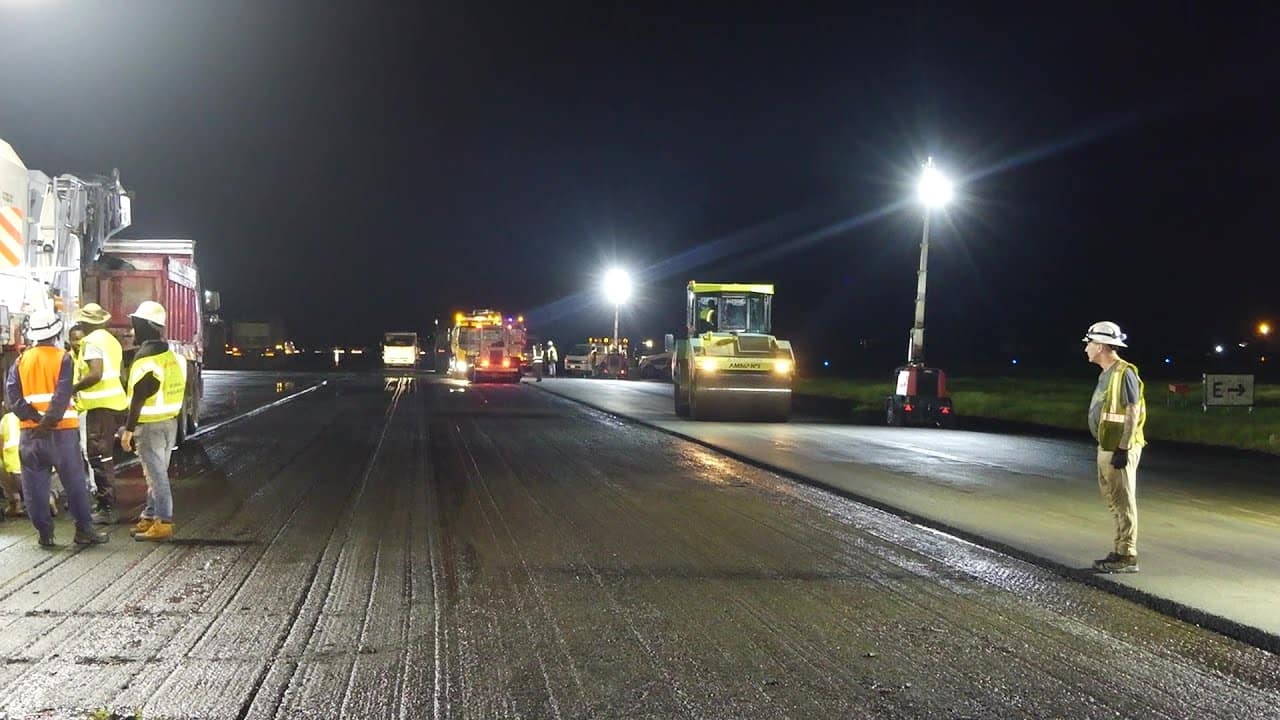 Night Work Keeps VC Bird Airport Runway Project on Schedule